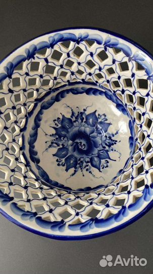 Ваза фруктовница Гжель авторская работа