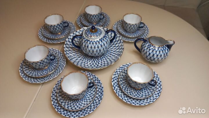 Чайный сервиз СССР Кобальтовая сетка
