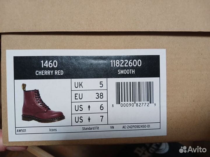 Ботинки Dr. Martens 1460 smooth cherry red