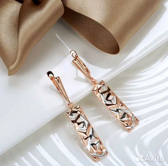 Модные серьги золото 585 RG