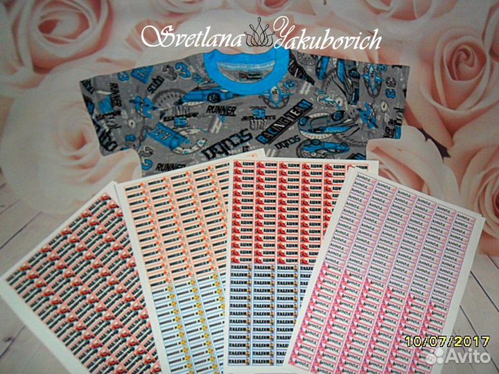 Маркировки(термо этикетки) на одежду в детский сад