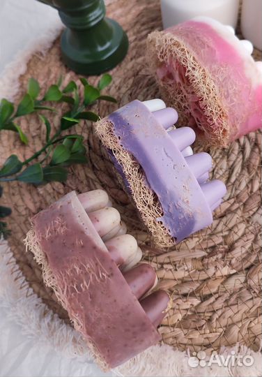 Мыло с люфой, скраб, соль для ванн, спа косметика