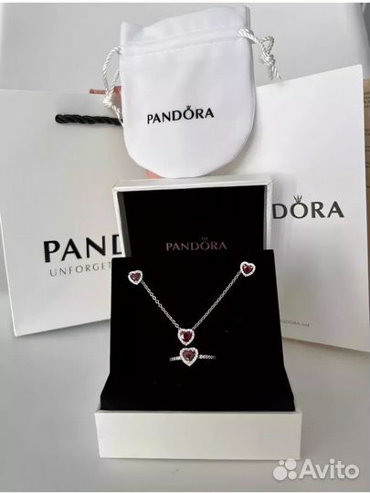 Комлект Pandora сердце(серебро 925) новый