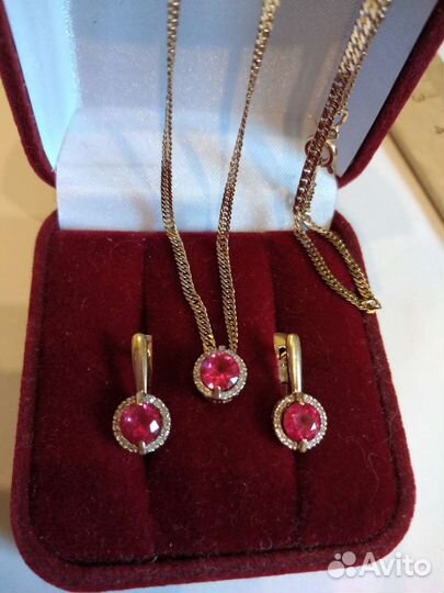 Золотой комплект 585 пробы с бриллиантами р 45 см