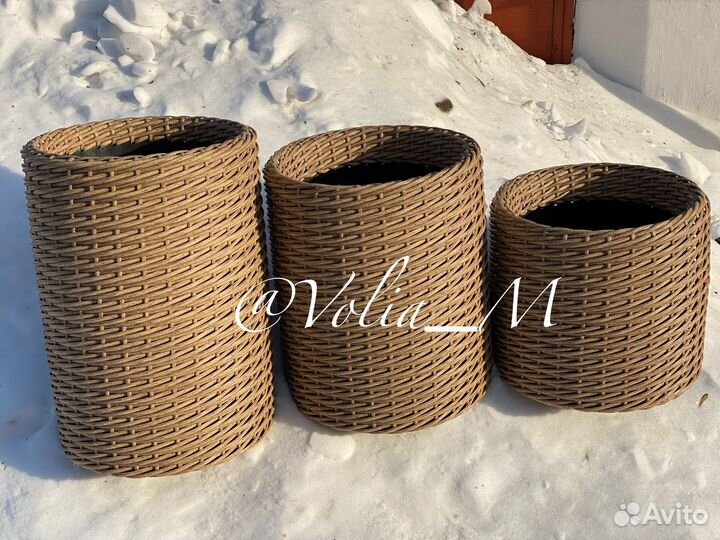 Кашпо-цилиндр из полиротанга