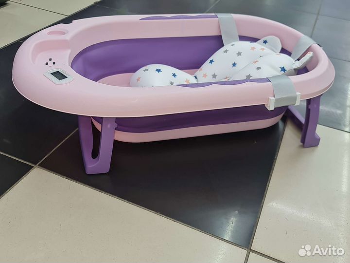 Складная ванночка с термометром и матрасиком