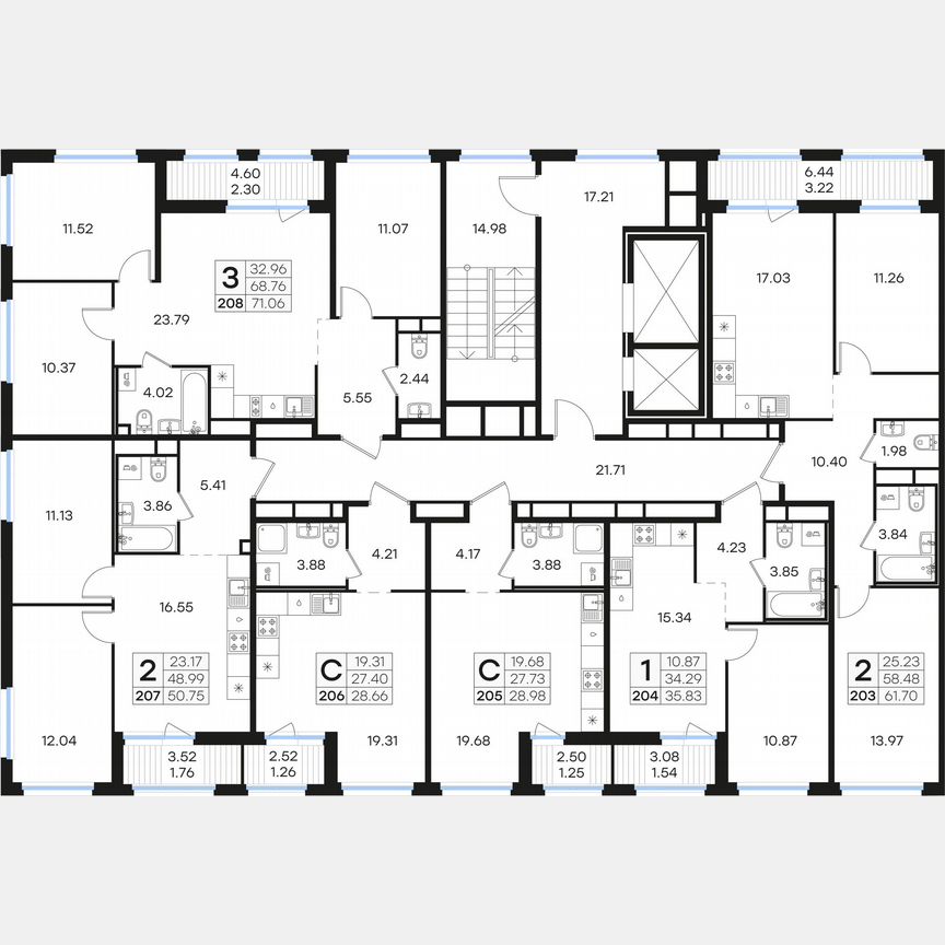 3-к. квартира, 71,1 м², 10/15 эт.