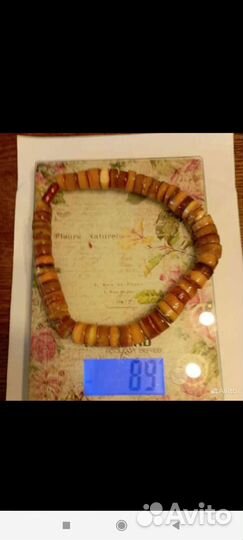 Пейзажный янтарь бусы антикварные