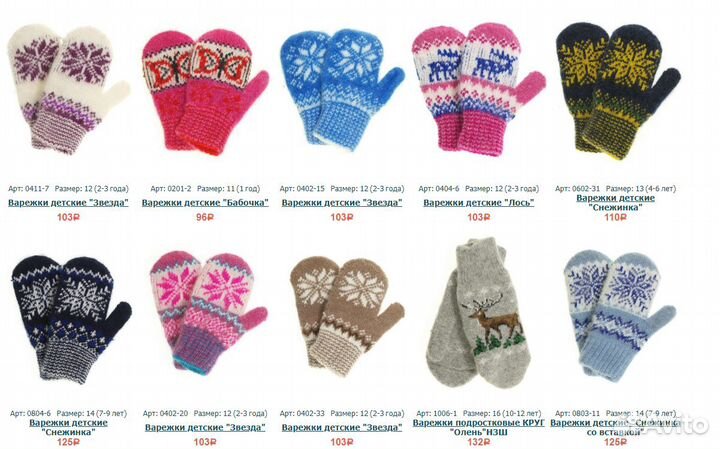 Детские шерстяные варежки оптом от производителя