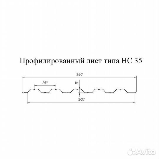 Профнастил нс35 1,06х2 м 0,5 мм оцинкованный