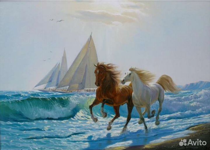 Картины маслом лошади разные шикарные большие