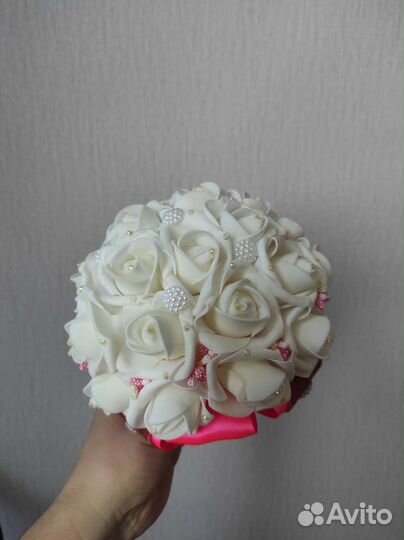 Свадебный букет дублёр и подставка под кольца