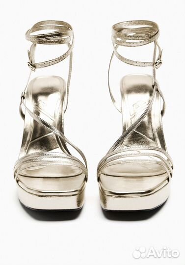 Сандалии металик на каблуке Zara (41 - в Москве)