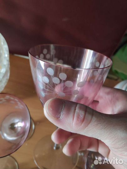 Винтаж розовый бокал СССР