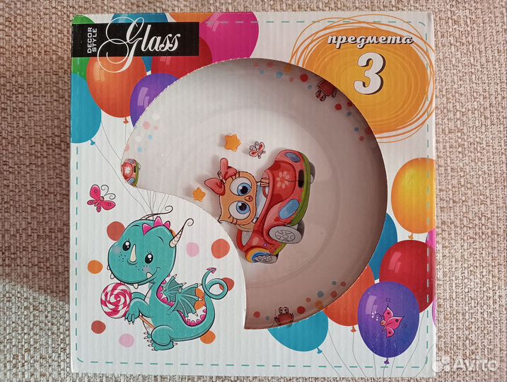 Набор новый (тарелка, кружка, салатница) 3+