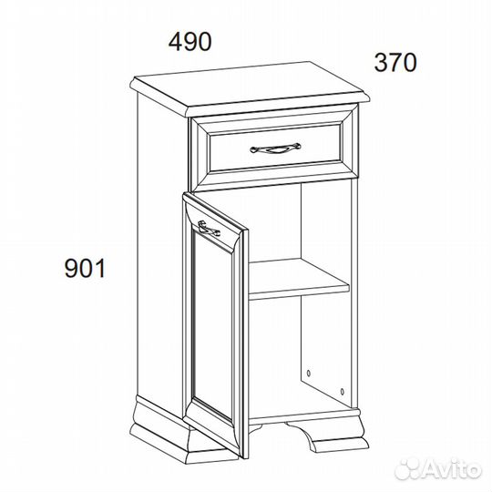 Тумба 1D1S, tiffany, цвет вудлайн кремовый
