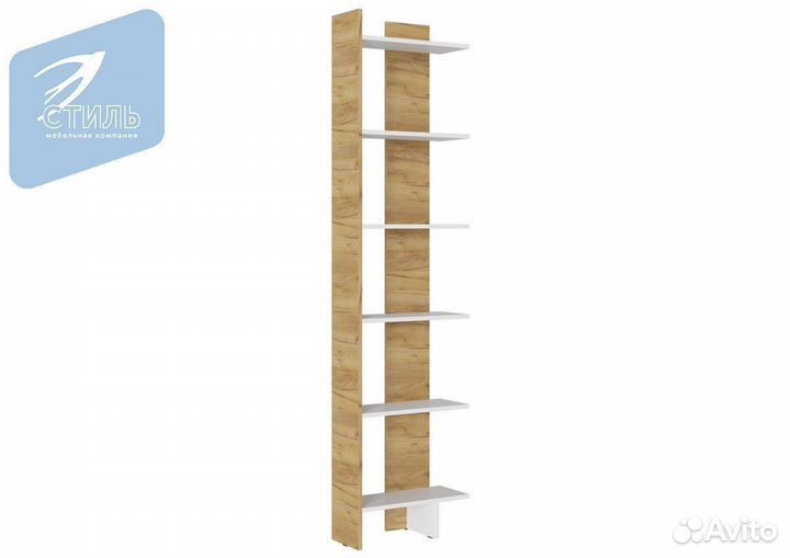 Стеллаж №6 Белый (Гладкий) Дуб Крафт золотой