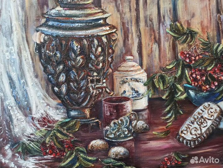 Картина маслом Тульский самовар