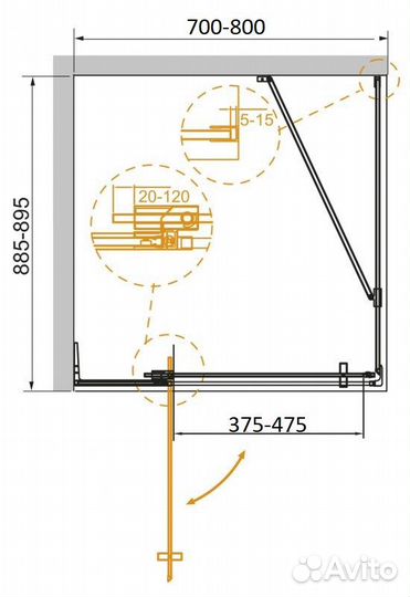 Душ. уголок Cezares Черный slider-ah-1-90-70/80-c