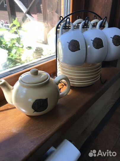 Чайник заварочный с набором чашек и бочонком