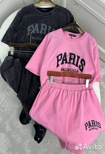 Костюм двойка Balenciaga Paris шорты футболка