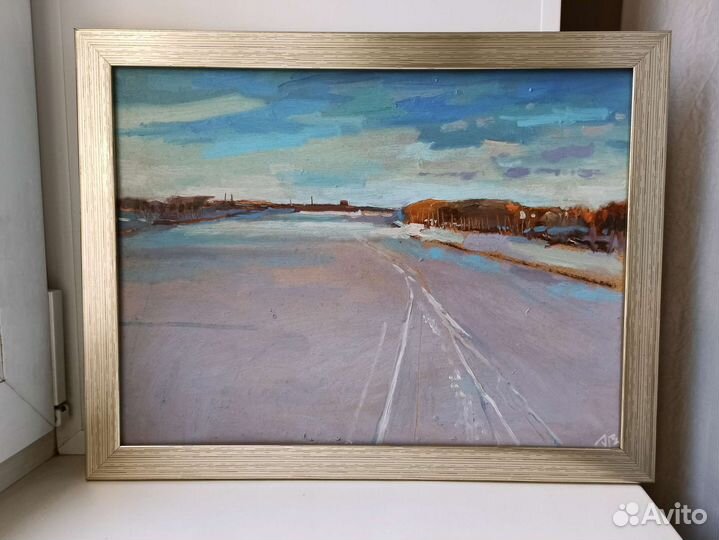 Картина. Зимний пейзаж. Тверь. Вид на Волгу