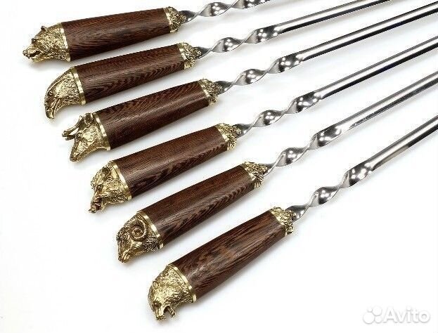 Шампуры подарочные с деревянной ручкой