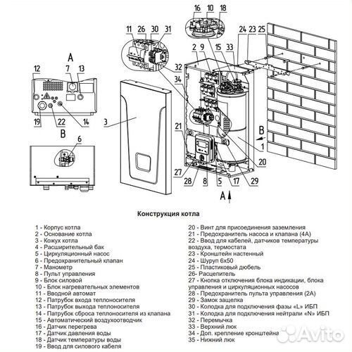 Электрический настенный котел baxi ampera plus 36