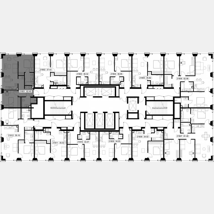 2-к. квартира, 62,4 м², 18/59 эт.