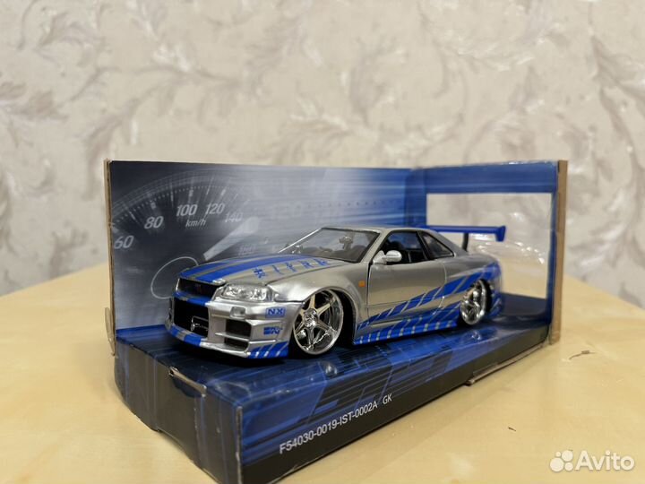 Модель авто Nissan Skyline R34, jada, fast, 1:24