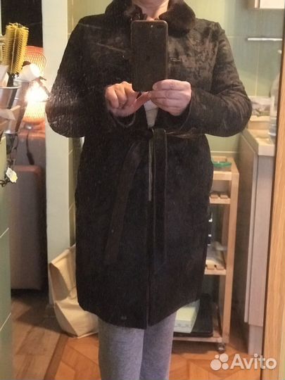 Кожаное женское пальто р44