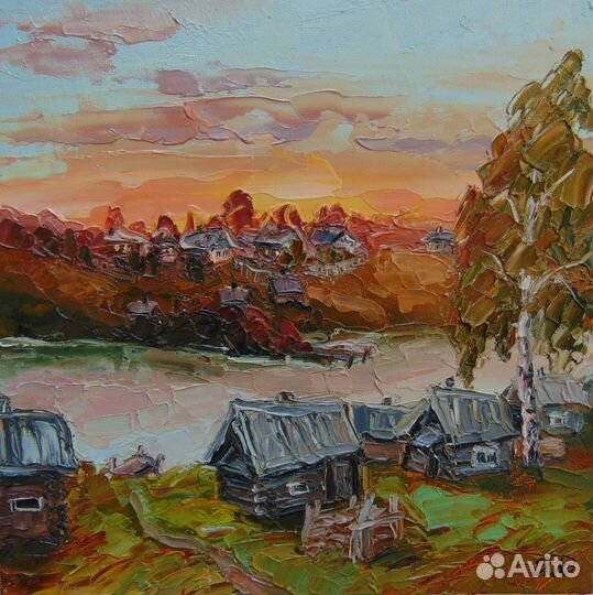 Картины маслом импасто пейзажи трамвай море маяк