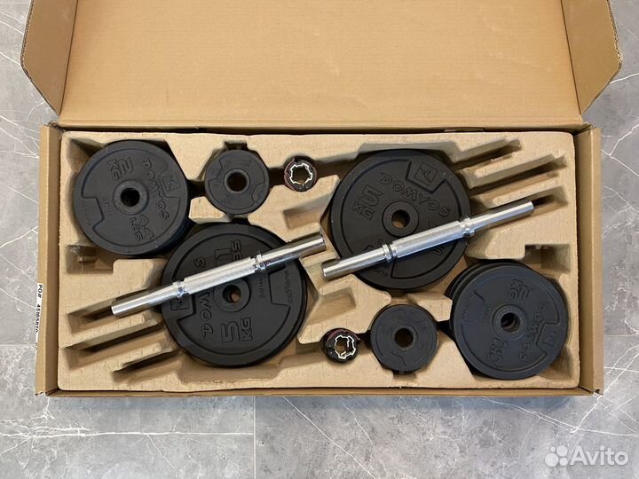 Комплект штанга гантели блины