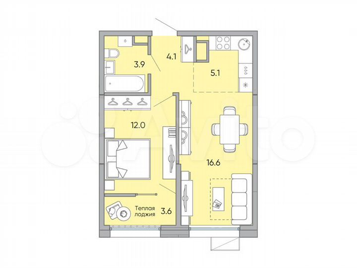 2-к. квартира, 45,3 м², 5/18 эт.