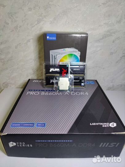 Новый комплект i3 12100f+msi b660m-a+16gb+кулер