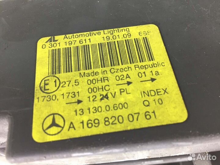 Фара A1698200761 mercedes-benz A W169 (2004-2012)