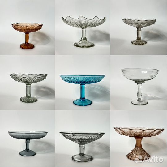 Ваза на ножке конфетница фруктовница СССР стекло