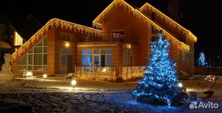 Украшение домов гирляндами / Подсветка / Освещение