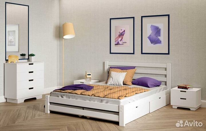 Кровать из натурального дерева 2-спальная 