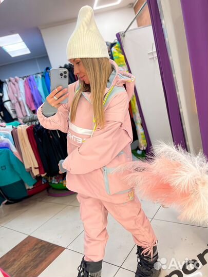 Анорак женский горнолыжный на мембране пудровый