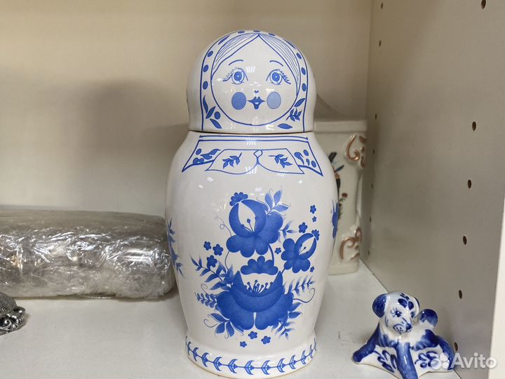 Бутылка керамическая гжель