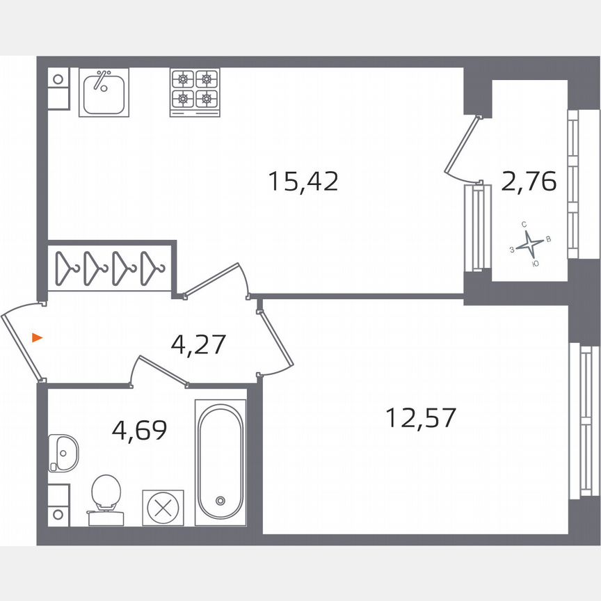 1-к. квартира, 38,3 м², 3/17 эт.