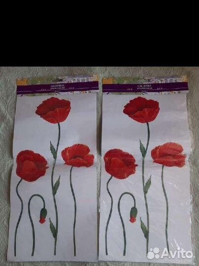 Наклейка декоративная маки интерьер decor цветы