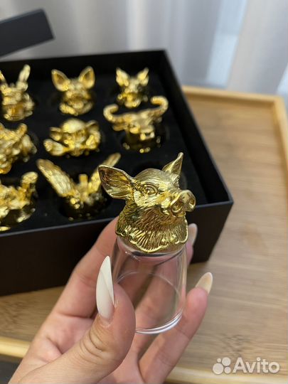 Рюмки перевертыши золотые в подарочной коробке