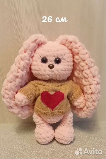 Амигуруми плюшевая, вязаная, зефирная зайка