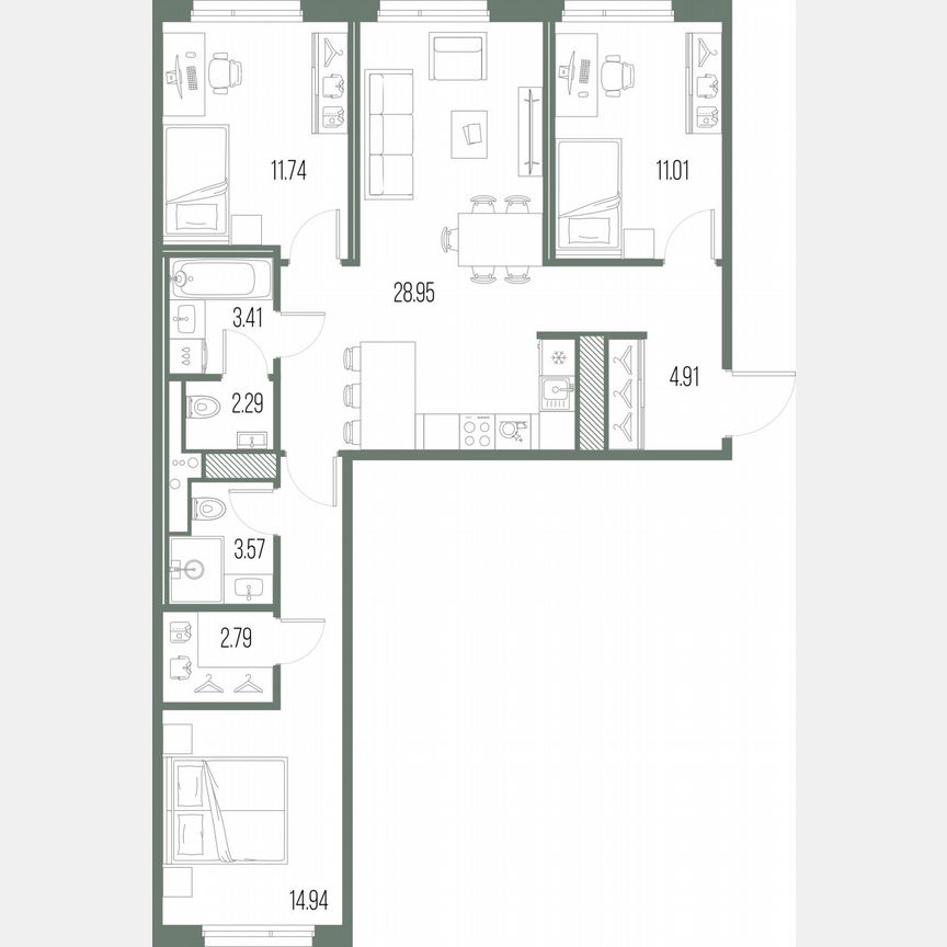 3-к. квартира, 83,6 м², 6/10 эт.