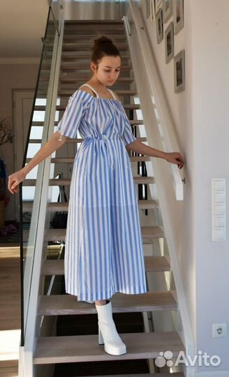 Летний сарафан trussardi jeans бело-розового цвета