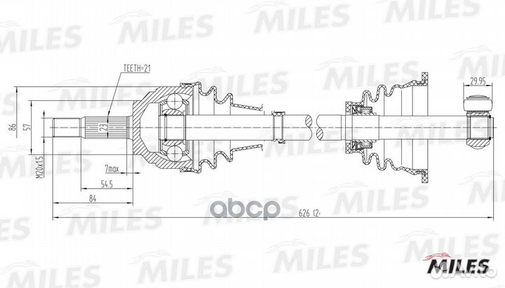 Привод в сборе левый renault clio II/kangoo I 1