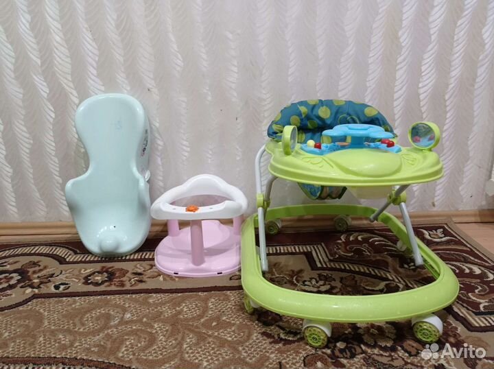 Ходунки детские бу, стульчик для купания, горка