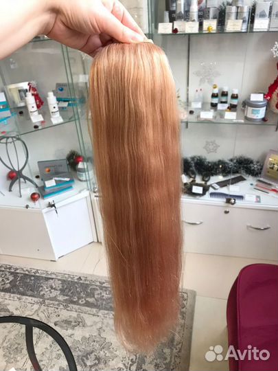 Хвост из натуральных волос на ленте (60см)